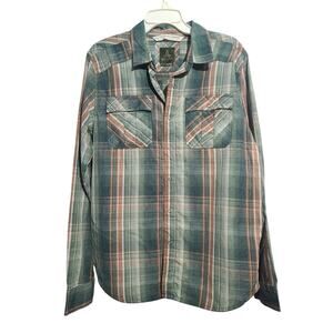 prAna Green Plaid Holstad Long Sleeve Shirt Size M